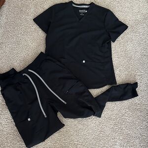 Fablitics Black Scrub Set with Jogger Pants
